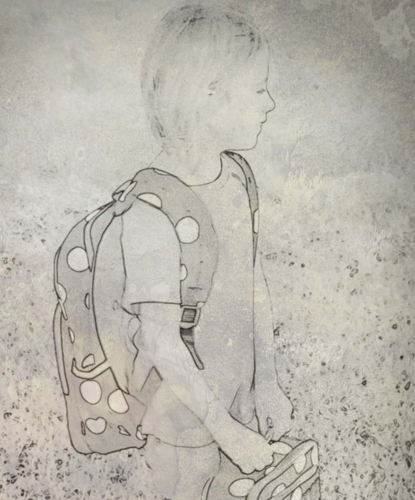 Emily with her backpack